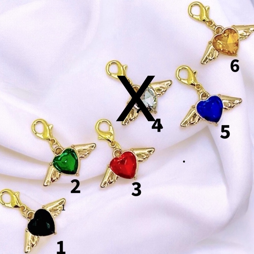 Heart Angel Wings Crystal Charms in Different Colors For Loved Ones Valentine